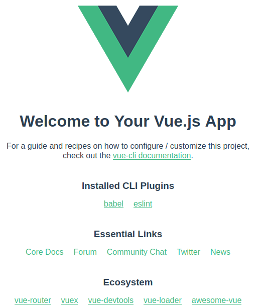 VueJS Welcome Screen VueJS Welcome Screen