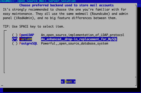 Select one of three database applications Select one of three database applications