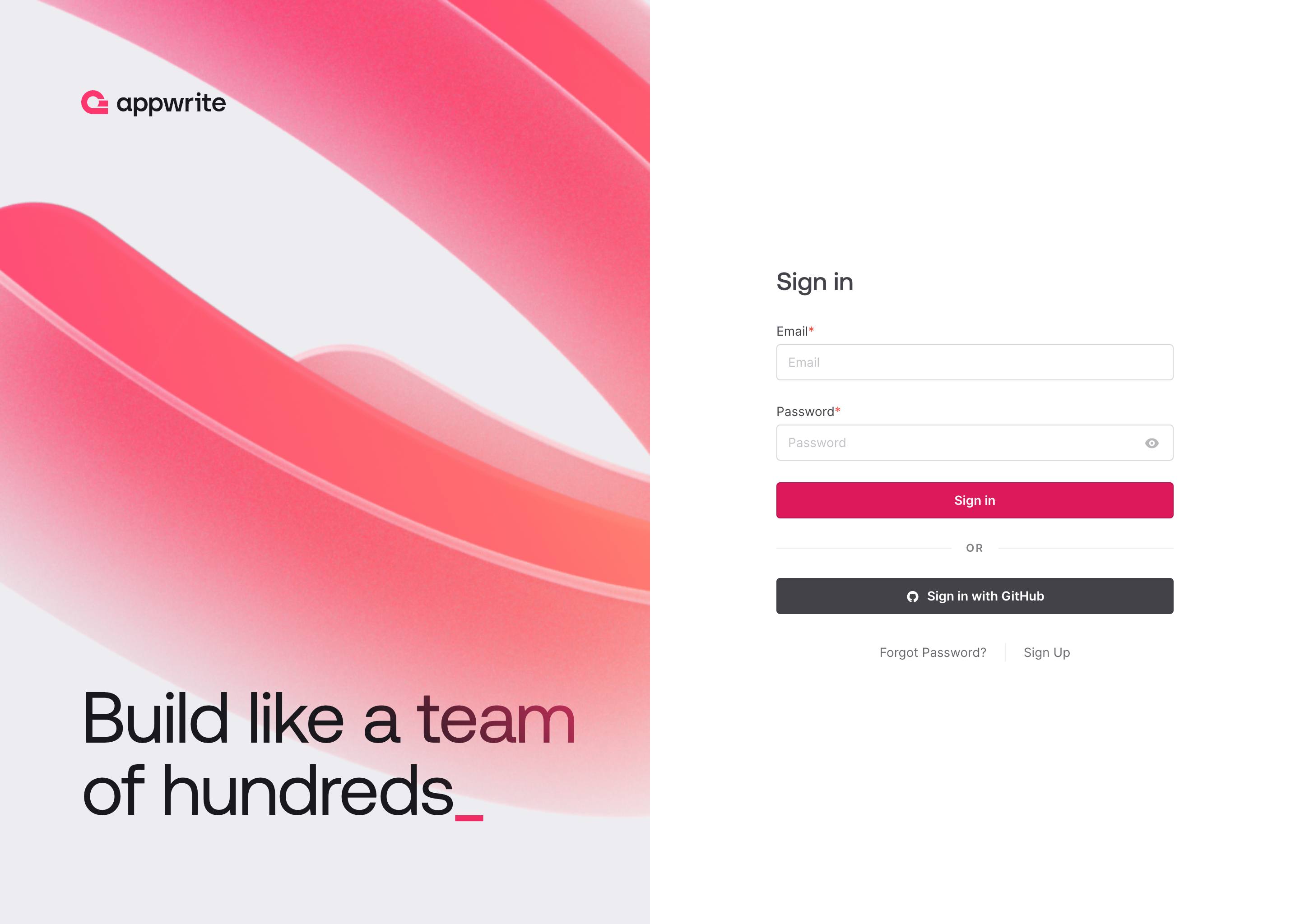 Screenshot of the Appwrite login page Screenshot of the Appwrite login page