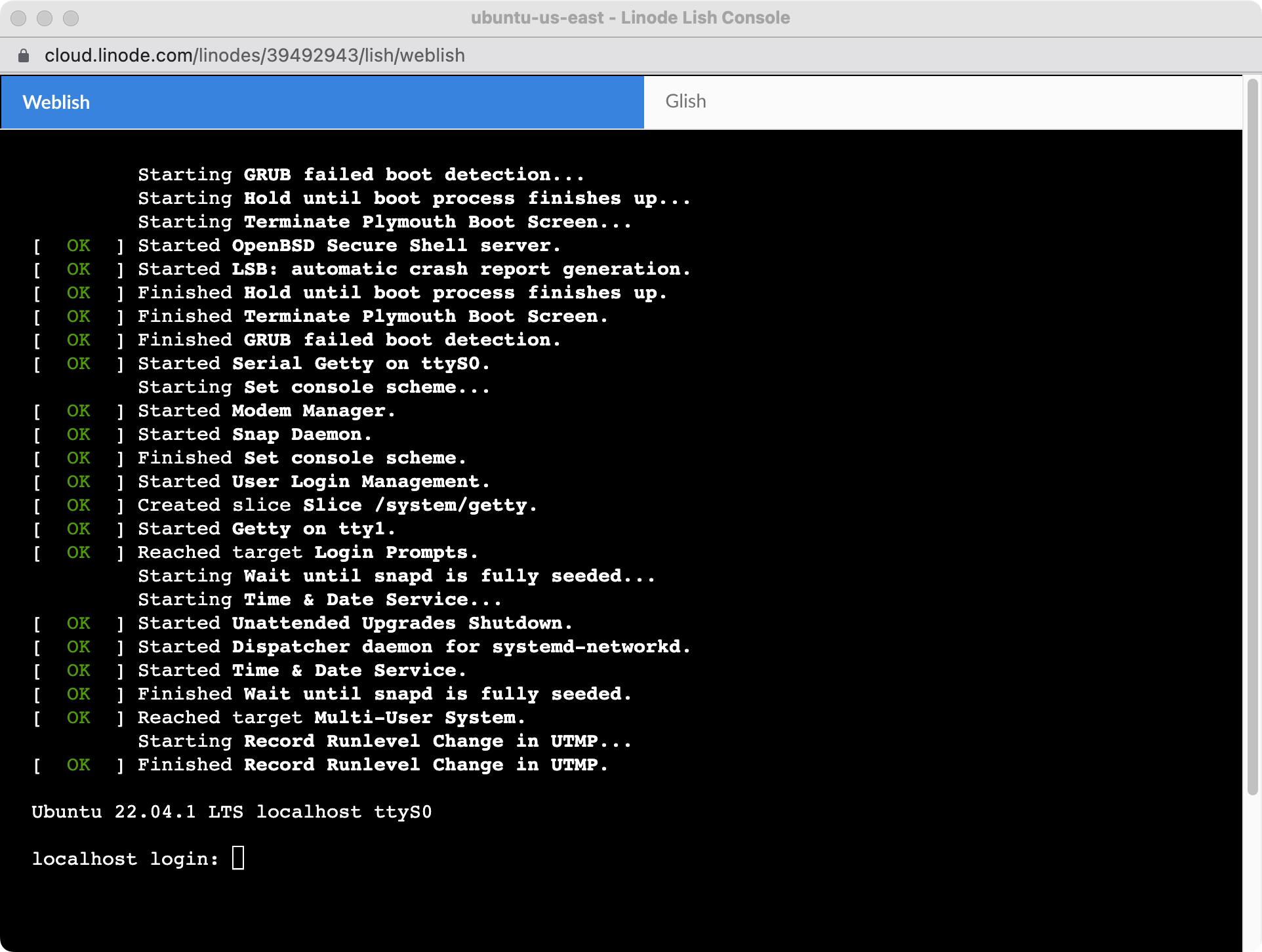 An example of the Lish Web Console An example of the Lish Web Console