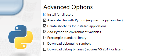 Advanced Options on Windows Python3 Python on Windows Advanced Options